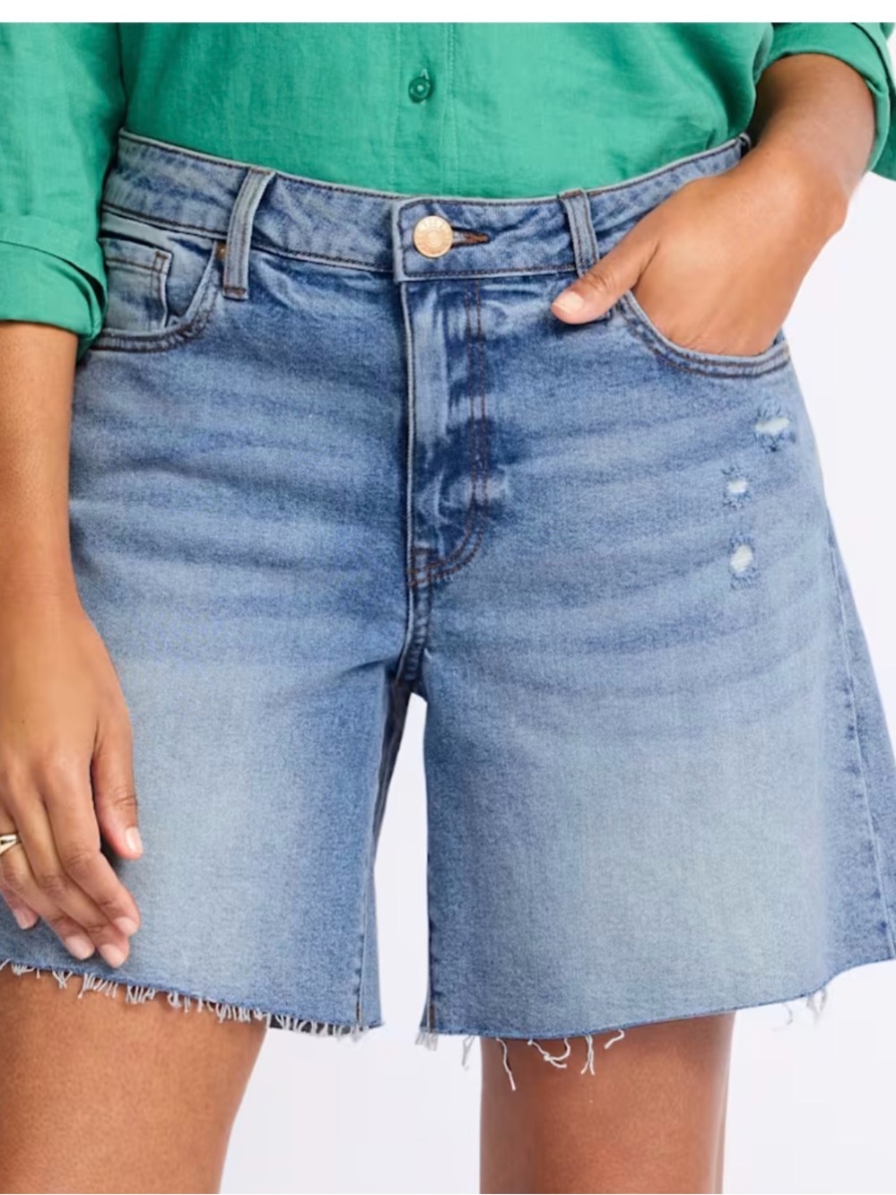 Kut from the Kloth Hailey High Rise Bermuda Shorts 22W Distressed Denim